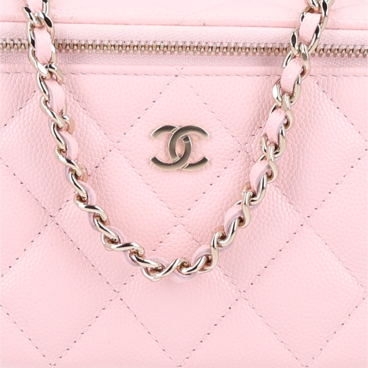 Chanel Caviar Quilted Small Vanity Case With Chain Pink 8 of 10