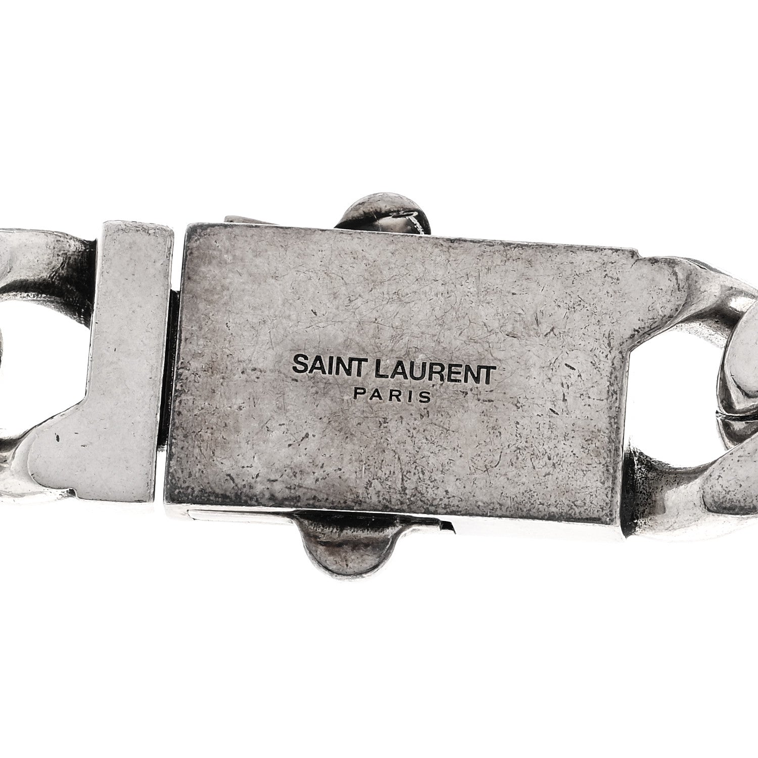 Saint Laurent Metal Curb Chain Necklace Oxidized Silver 1671049