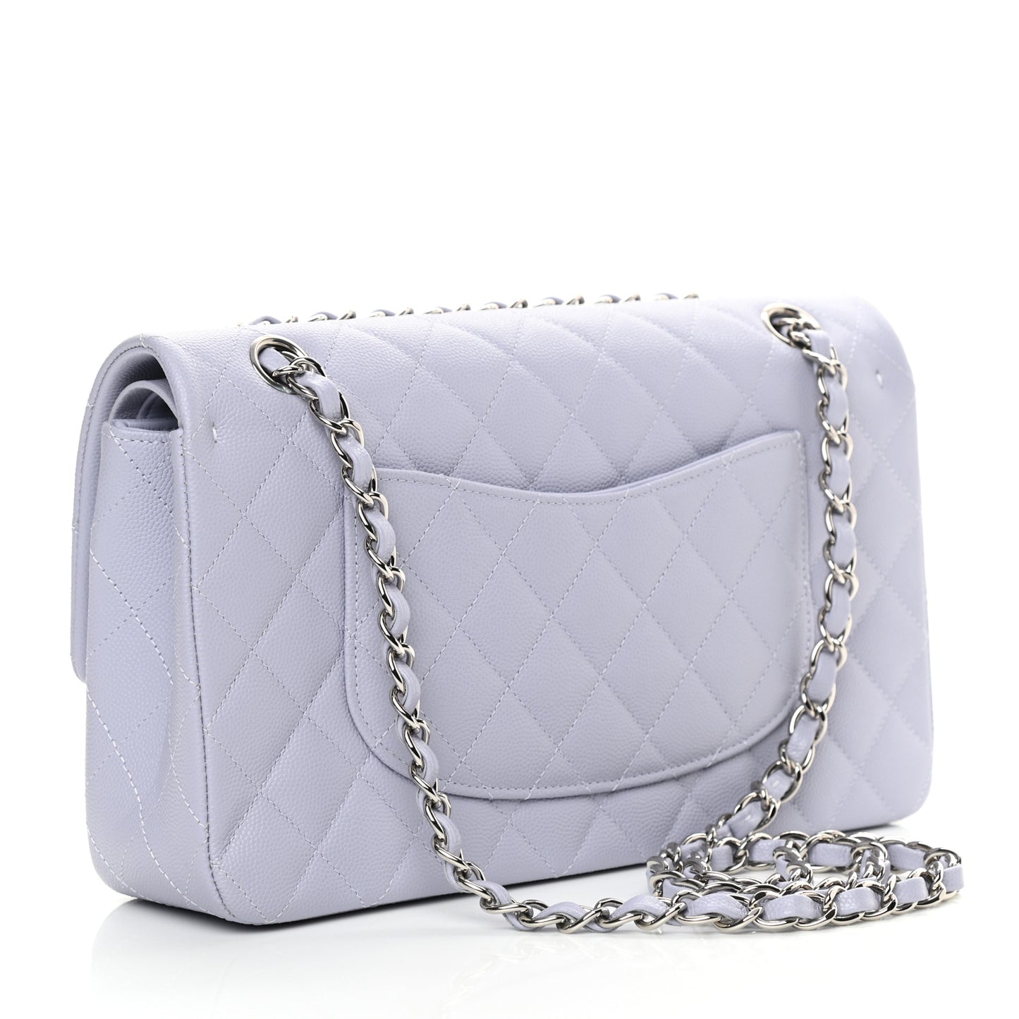 Caviar Quilted Medium Double Flap Light Purple