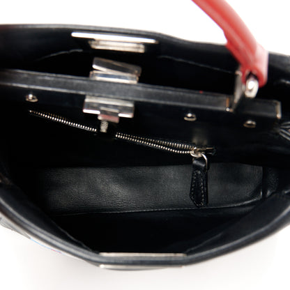 Fendi Nappa Orchid Embroidered Mini Peekaboo Iconic Satchel Black 5 of 11