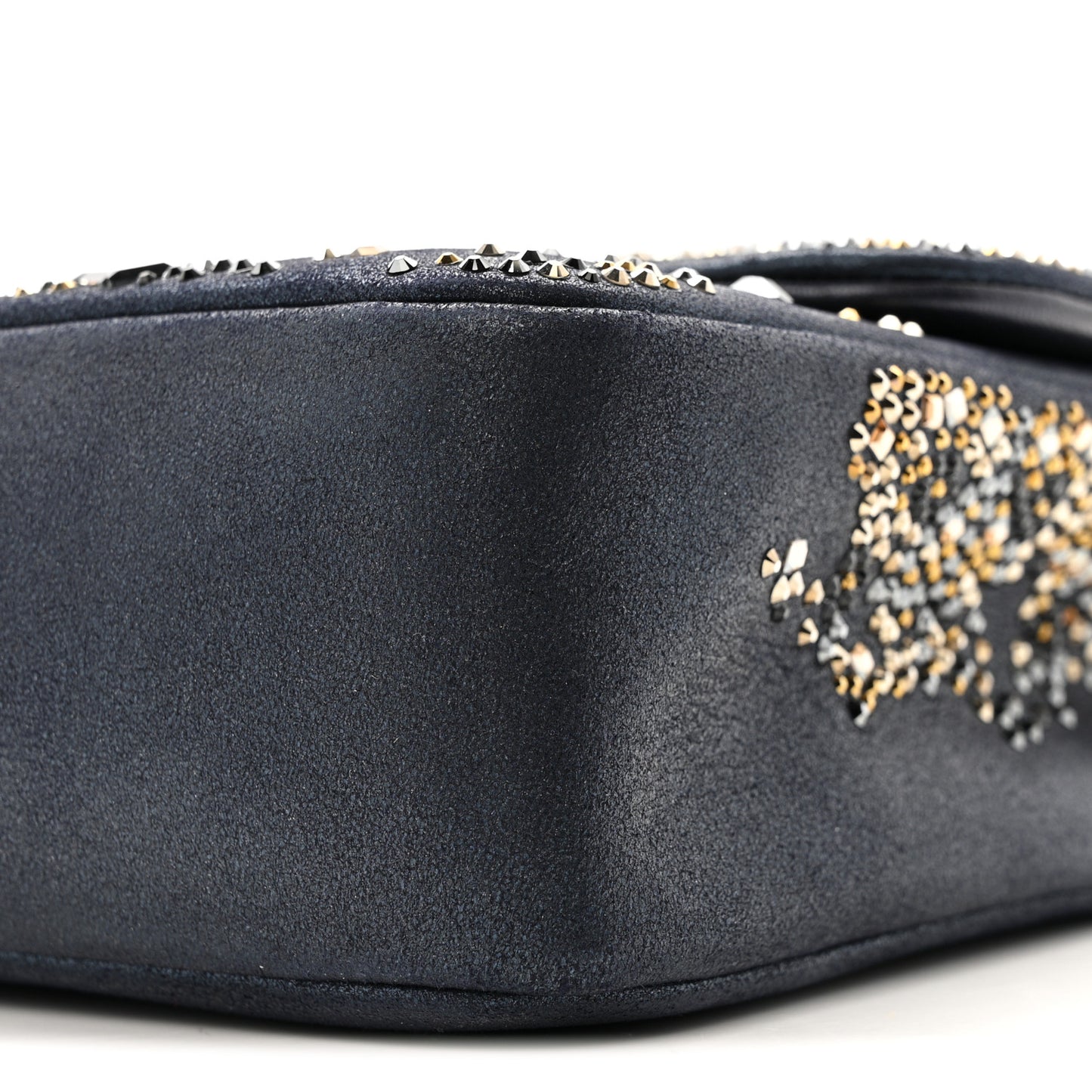 Oxidized Goatskin Strass Buonasera Medium Flap Dark Blue