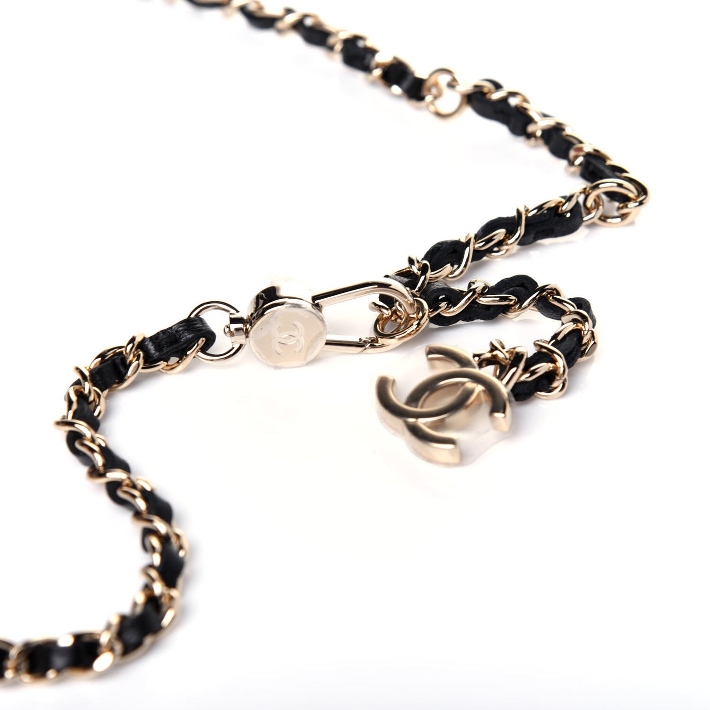 Lambskin Camellia Embossed Chain Belt Bag Black