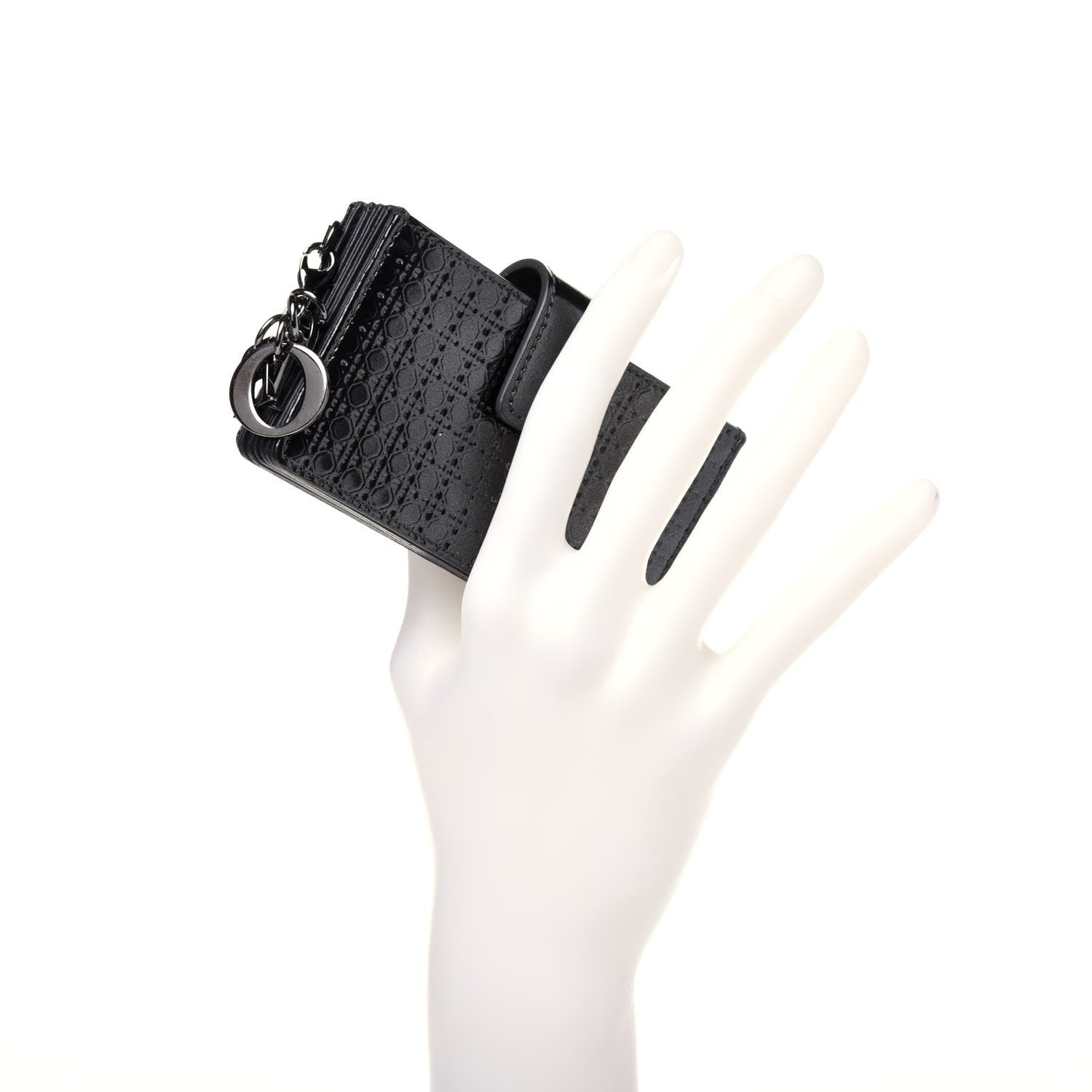 Christian Dior Metallic Patent Micro-Cannage Lady Dior 5-Gusset Card Holder Onyx Black 2 of 12