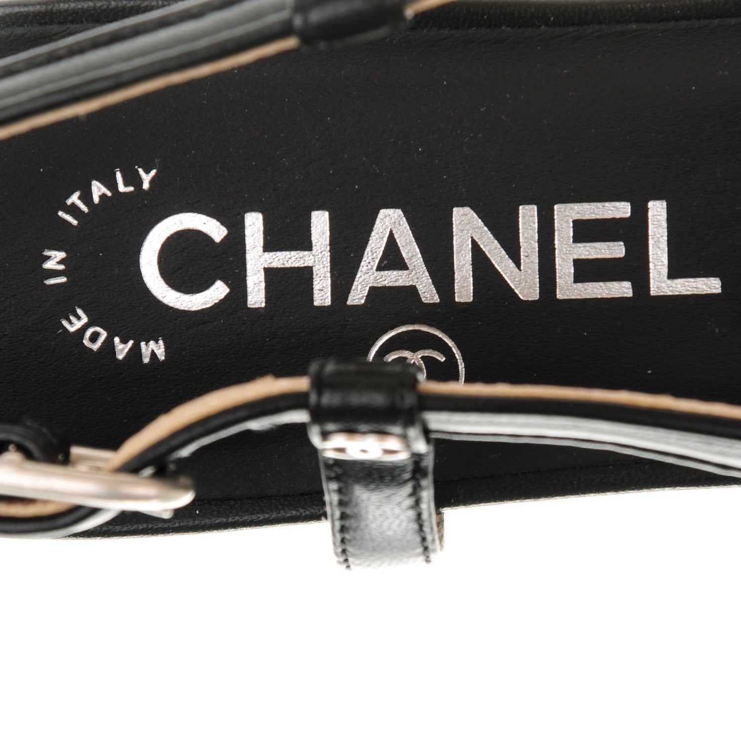 Chanel Lambskin Cap Toe Bow Slingback Flats 37 Black 7 of 7