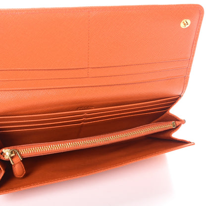 Prada Saffiano Metal Continental Flap Wallet Papaya 5 of 13