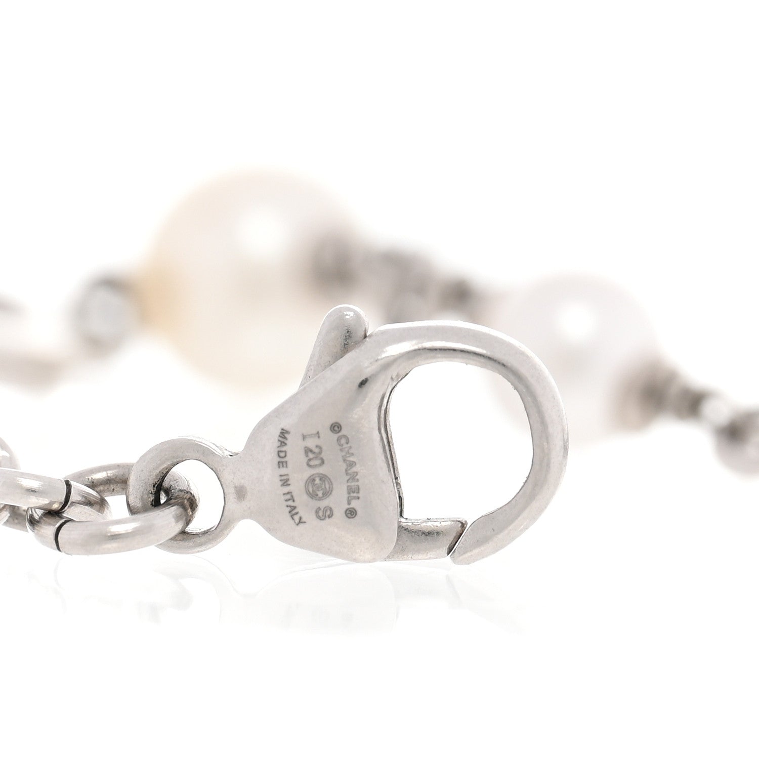 Chanel Crystal Pearl CC Bracelet Silver 3 of 3