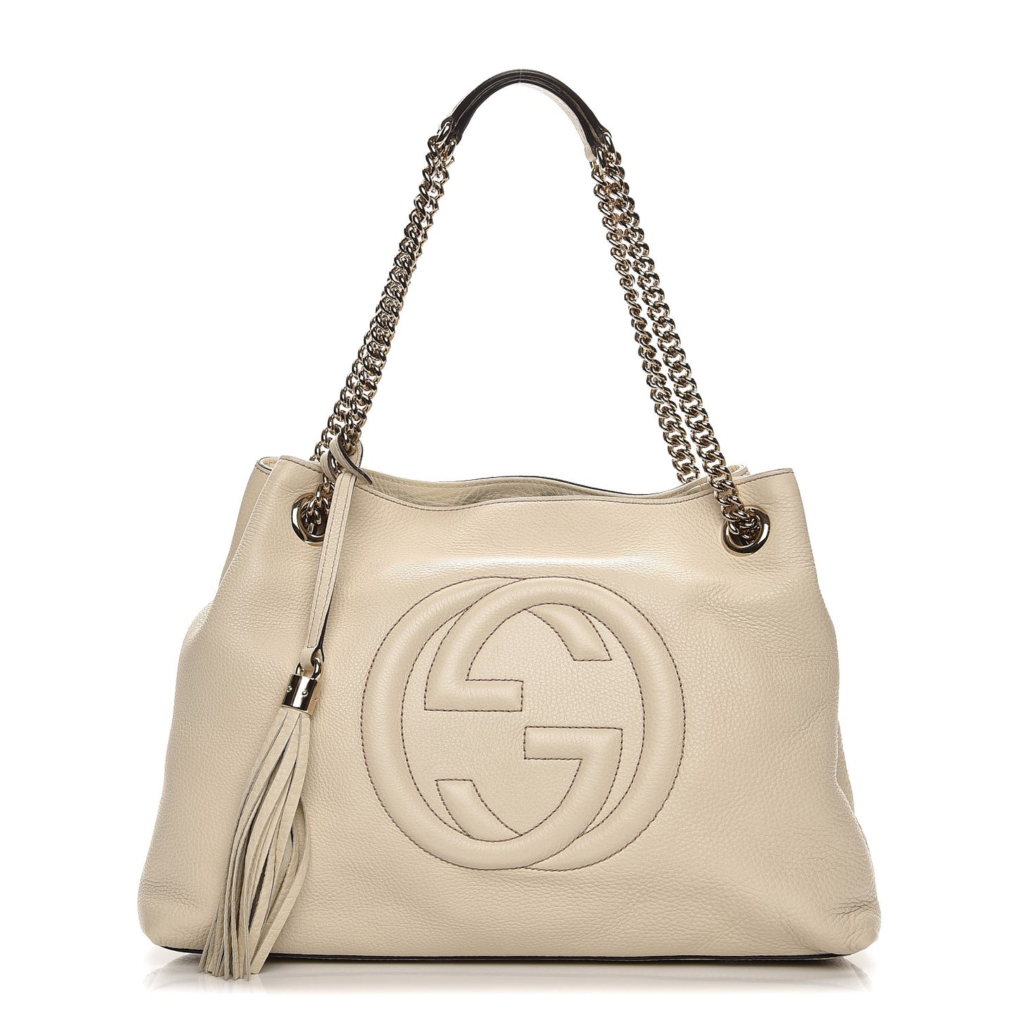 Pebbled Calfskin Medium Soho Chain Shoulder Bag Off White