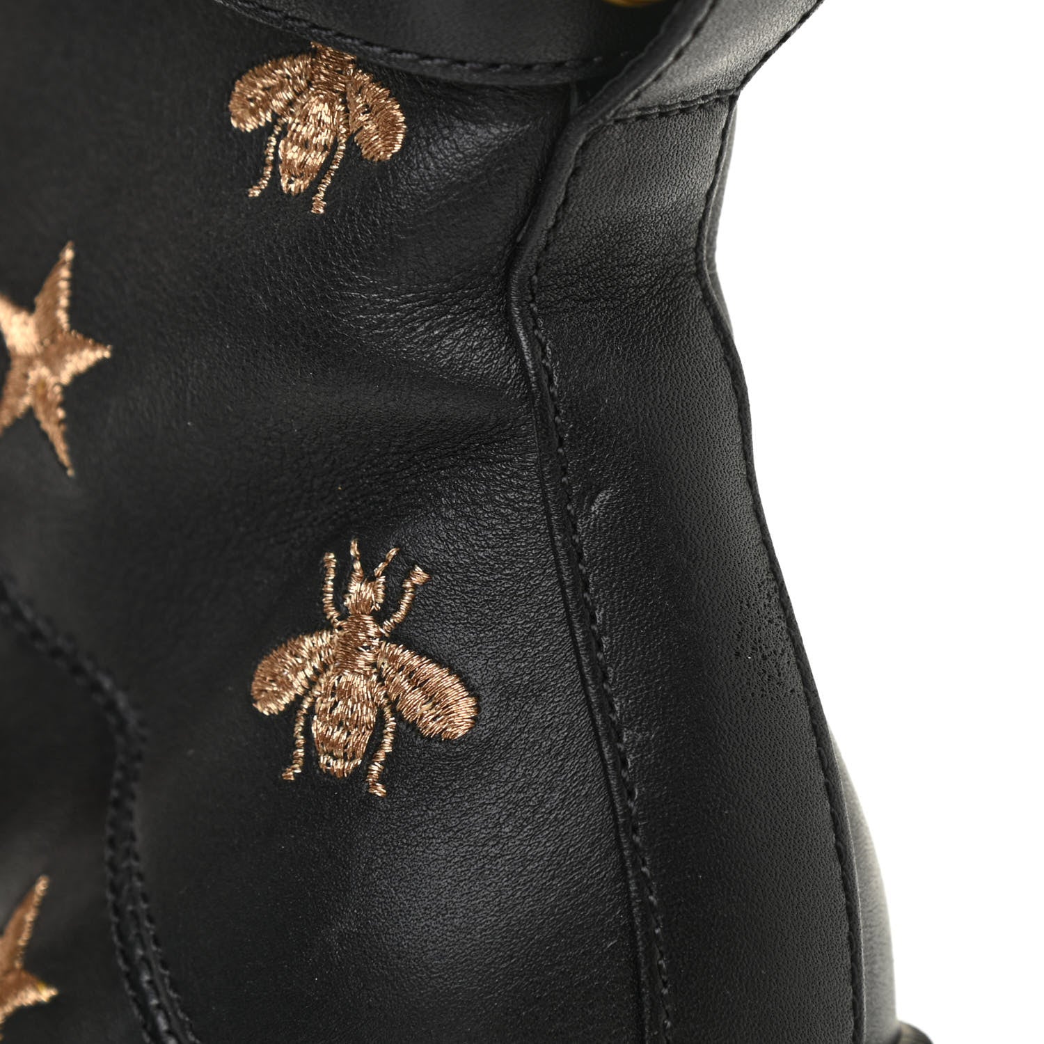 Gucci Calfskin Embroidered Lace Up Combat Ankle Boots 36 Black 13 of 14