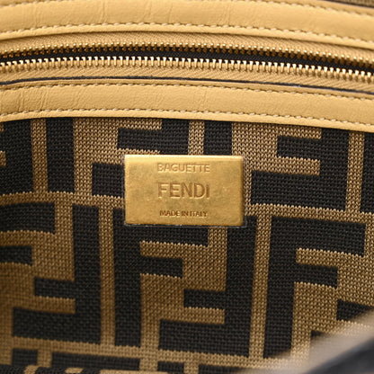 Fendi Raffia Vitello Grace FF Crochet Baguette Natural Black Paglia 6 of 10
