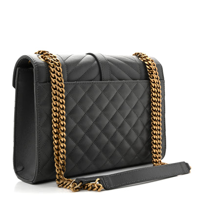 Saint Laurent Grain De Poudre Textured Mixed Matelasse Triquilt Medium Monogram Satchel Pebble 3 of 11