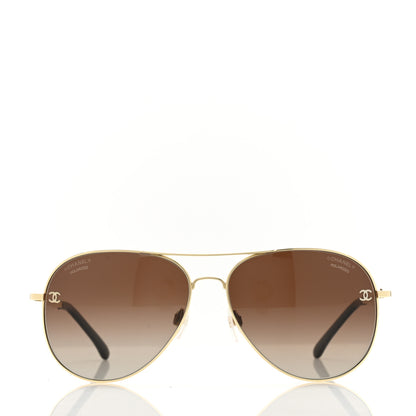 Chanel Aviator CC Sunglasses 4189-T-Q Gold 2 of 8