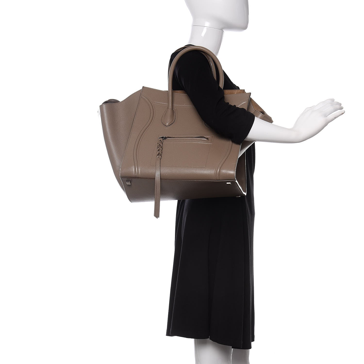 Celine Baby Grained Calfskin Medium Phantom Luggage Taupe 2 of 15