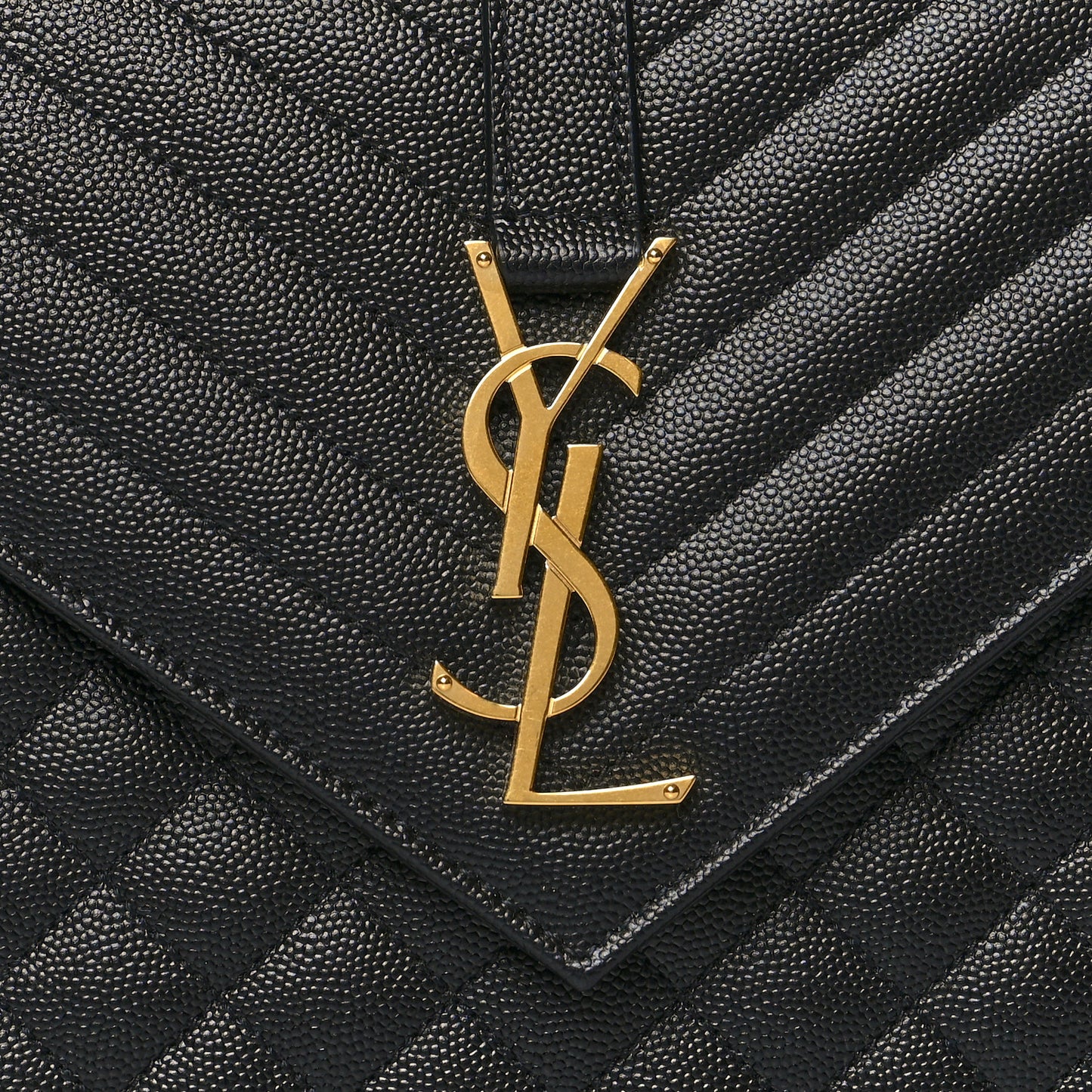 Grain De Poudre Textured Mixed Matelasse Large Triquilt Monogram Satchel Black