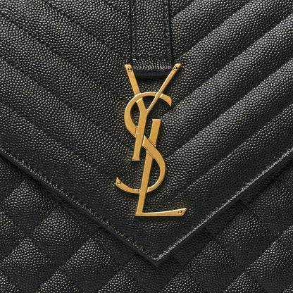 Saint Laurent Grain De Poudre Textured Mixed Matelasse Large Triquilt Monogram Satchel Black 7 of 9