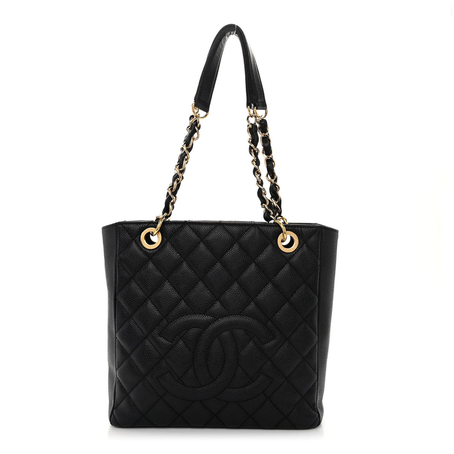 Caviar Quilted Petit Shopping Tote PST Black