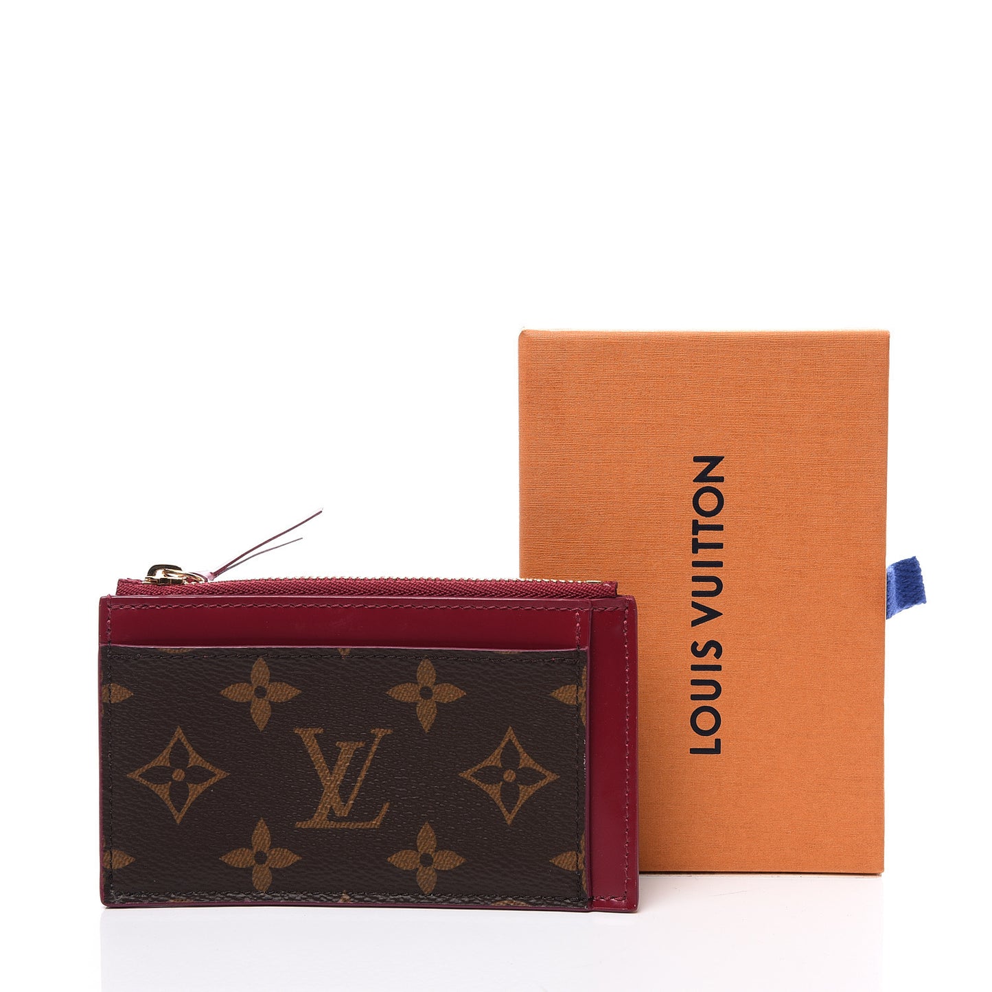 Monogram Zipped Card Holder Fuchsia