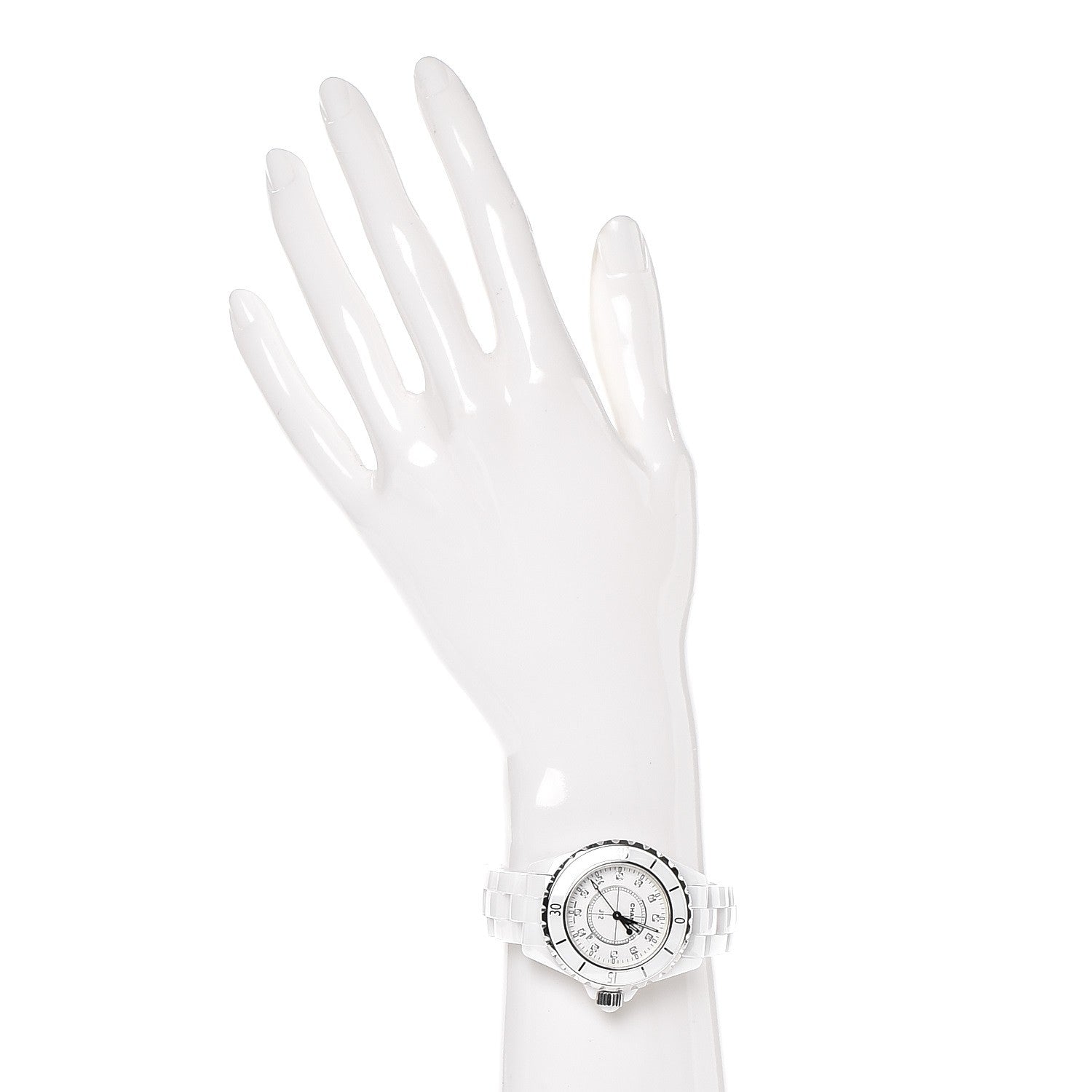 Chanel Stainless Steel Ceramic Diamond 33mm J12 Quartz Watch White 2 of 12