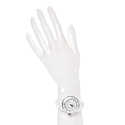 Chanel Stainless Steel Ceramic Diamond 33mm J12 Quartz Watch White 2 of 12