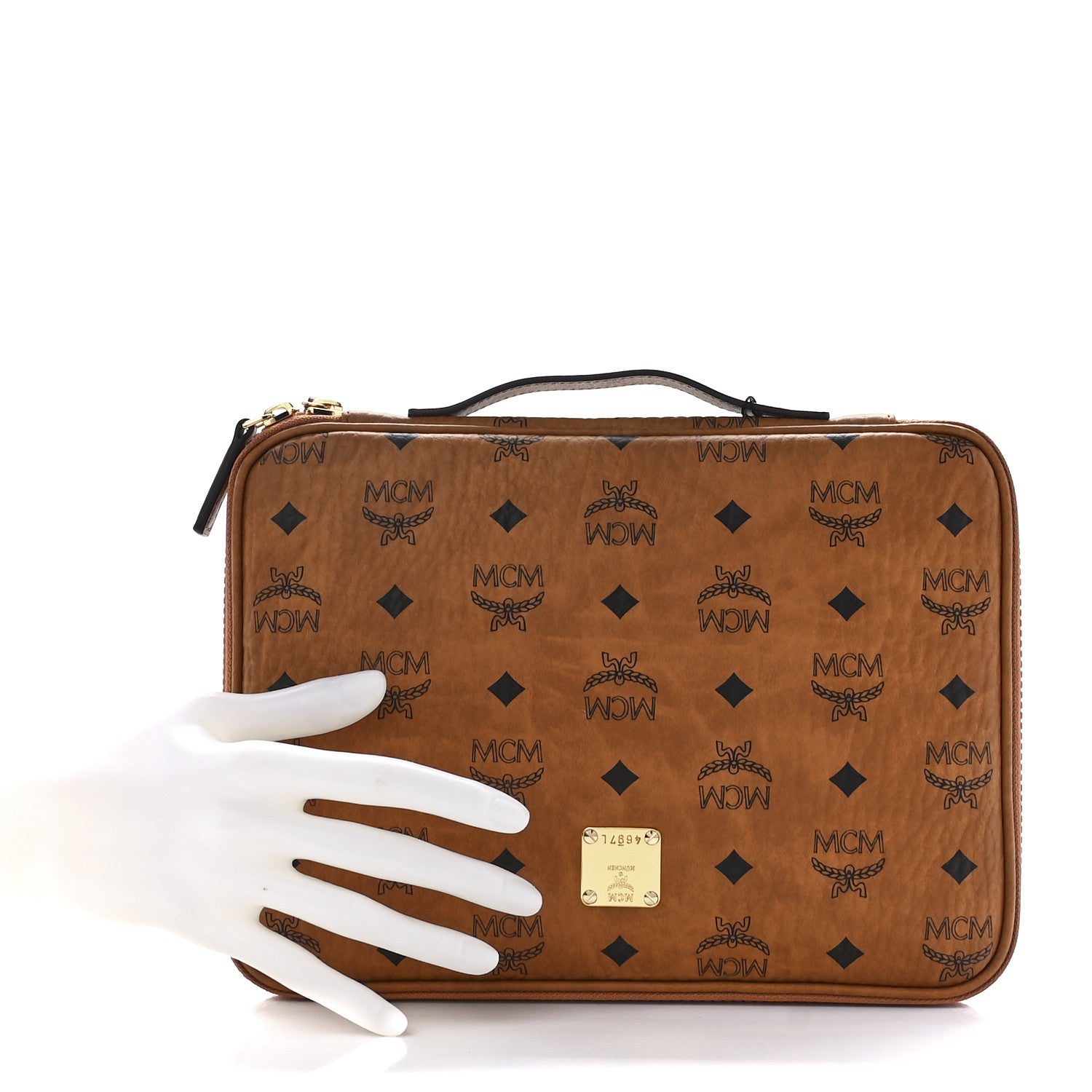 MCM Heritage Visetos Zip Around iPad Case Cognac 2 of 12
