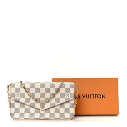 Louis Vuitton Damier Azur Pochette Felicie Chain Wallet Rose Ballerine 13 of 13