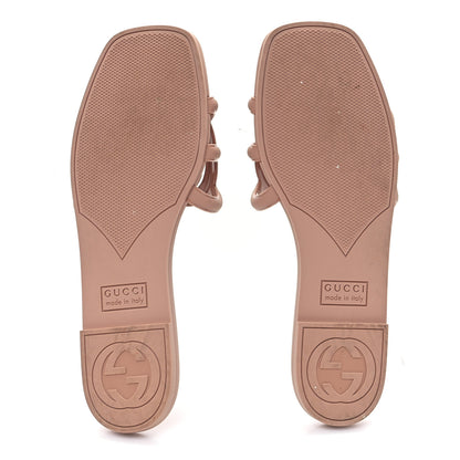 Gucci Rubber Interlocking G Womens Slide Sandals 36 Light Beige 6 of 10
