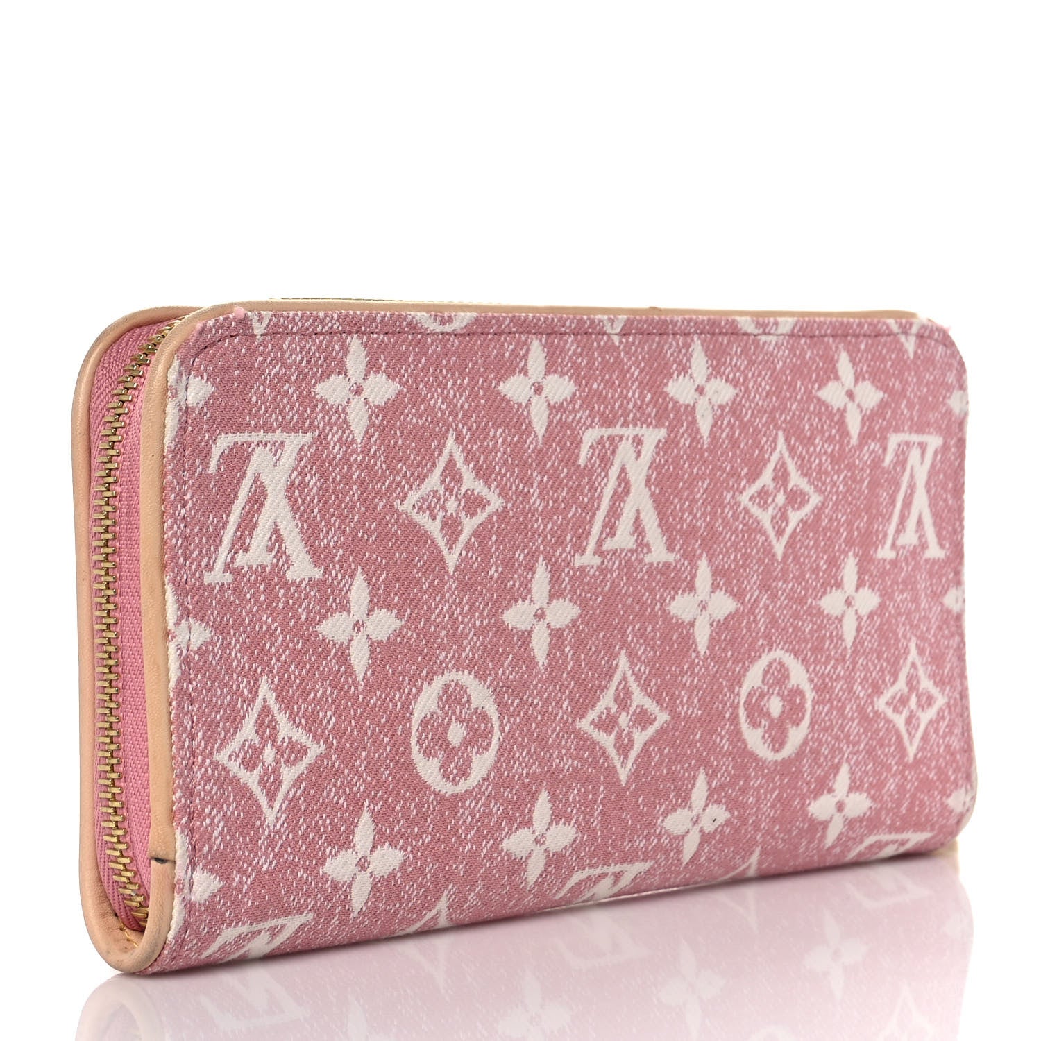 Louis Vuitton Denim Monogram Jacquard Zippy Wallet Pink 3 of 8
