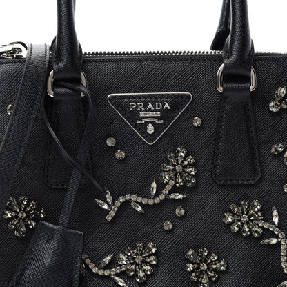 Prada Saffiano Lux Crystal Mini Galleria Double Zip Tote Black 10 of 11