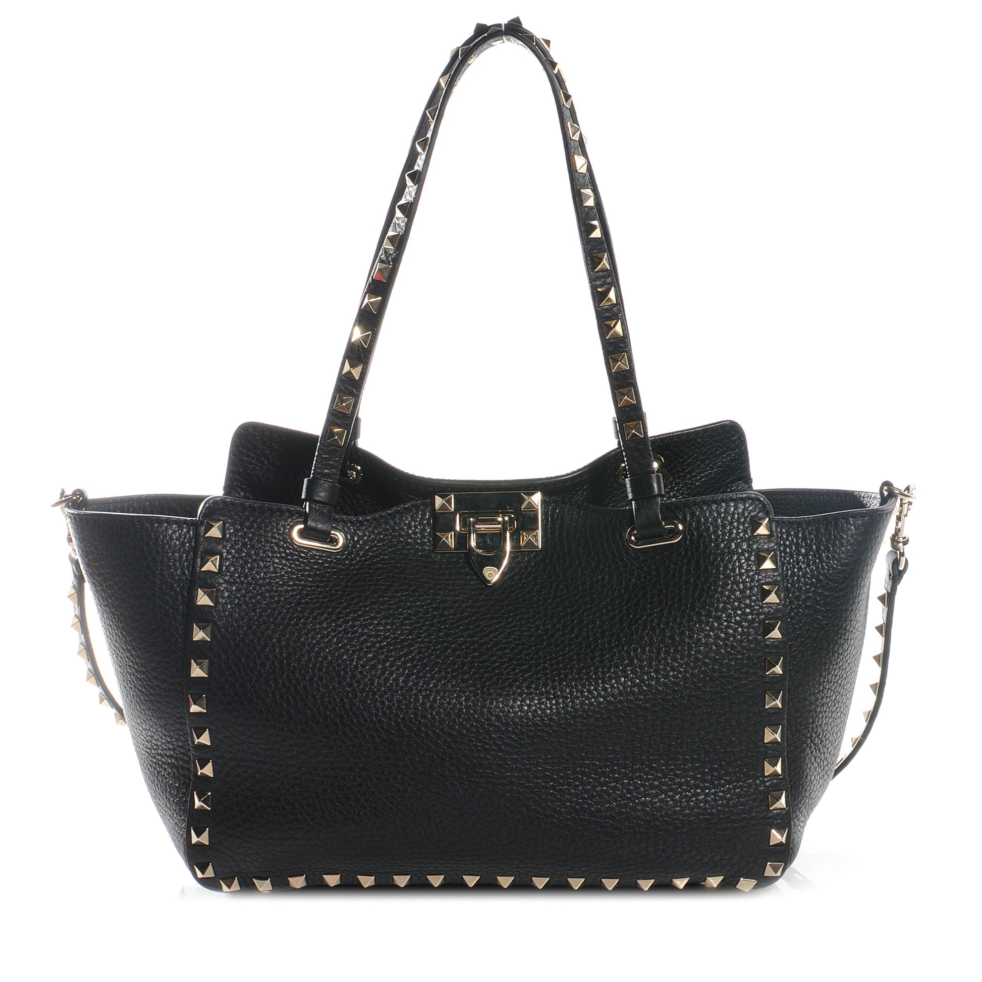 Valentino Garavani Grained Calfskin Small Rockstud Tote Black 1 of 8