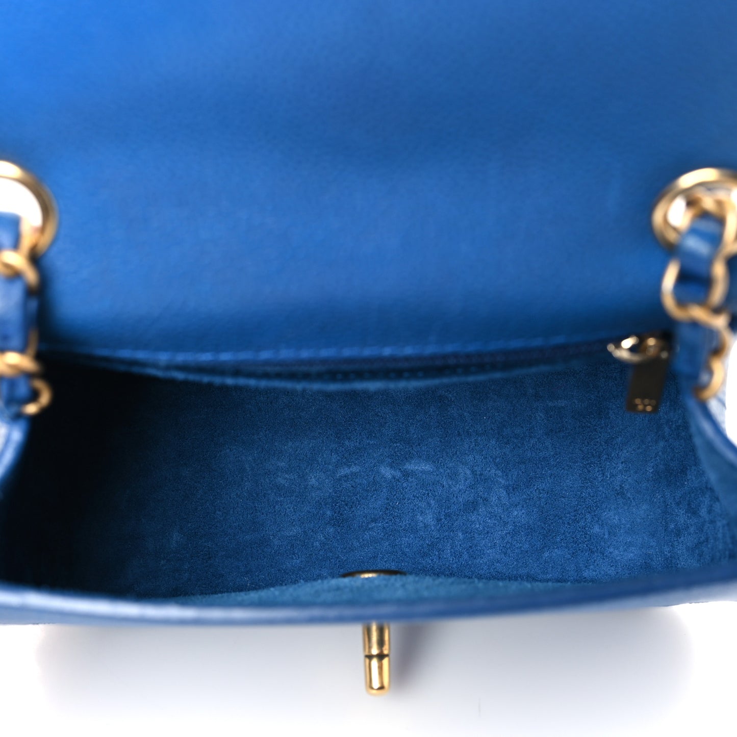 Grained Calfskin Mini Square Classic Pure Flap Blue