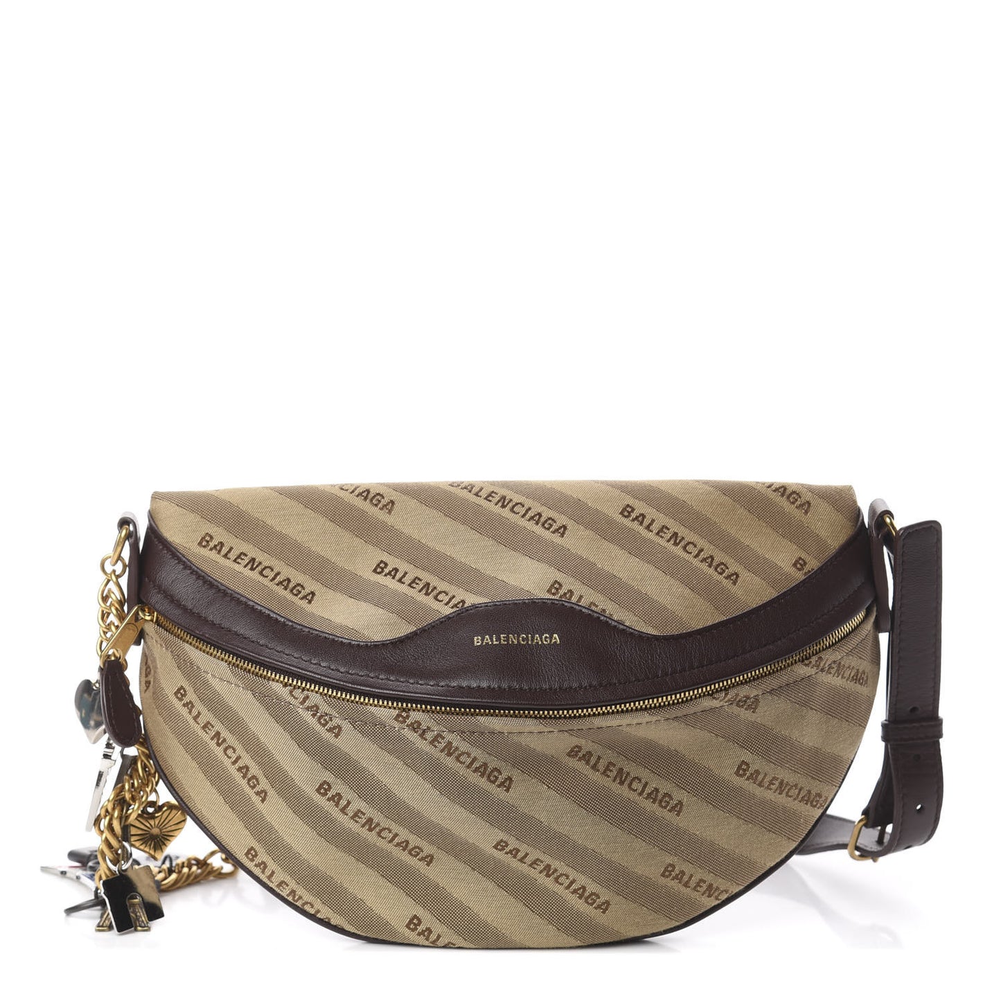 Canvas Jacquard Diagonal Allover Logo XS Souvenir Belt Bag Beige