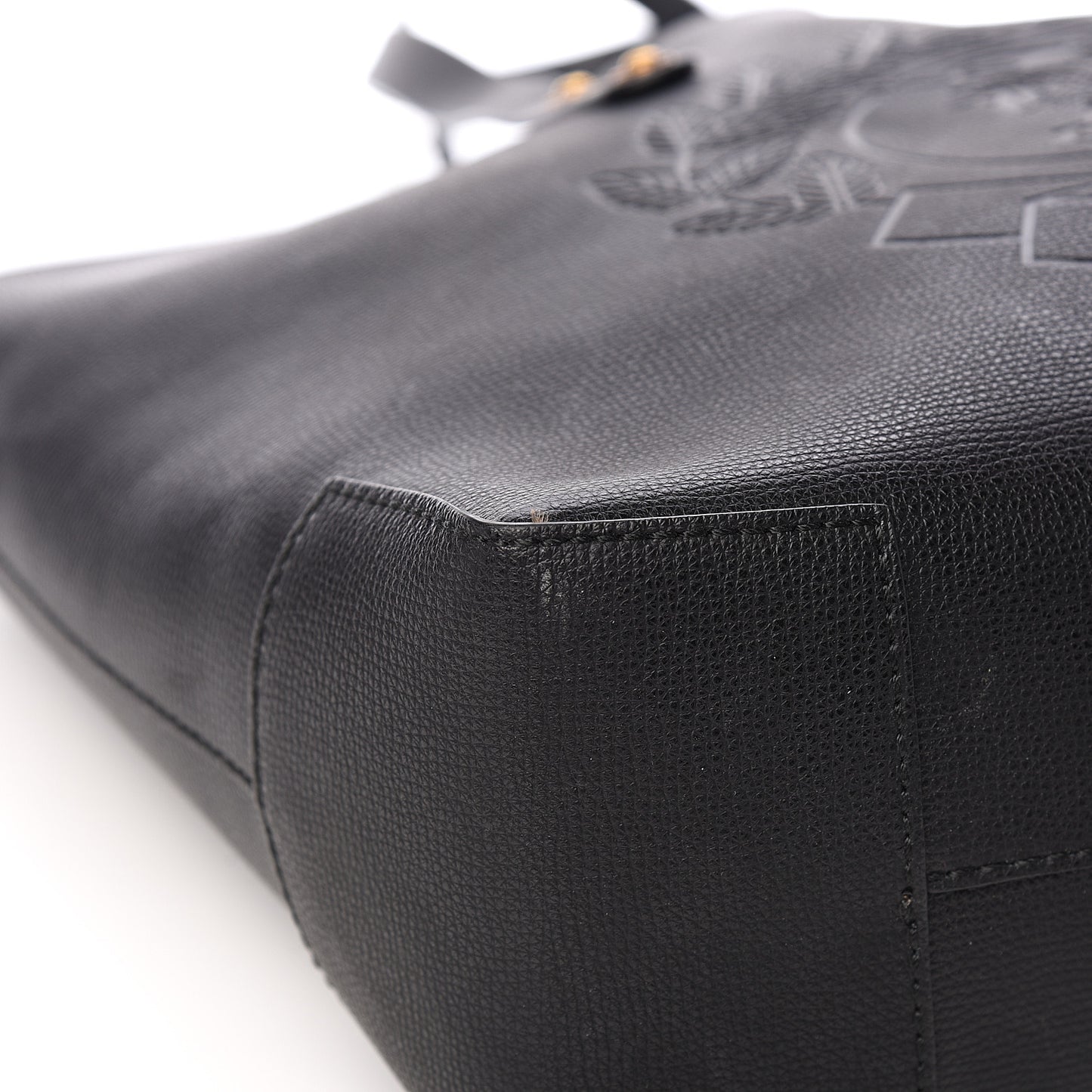 Calfskin Crest Embossed Small Tote Black