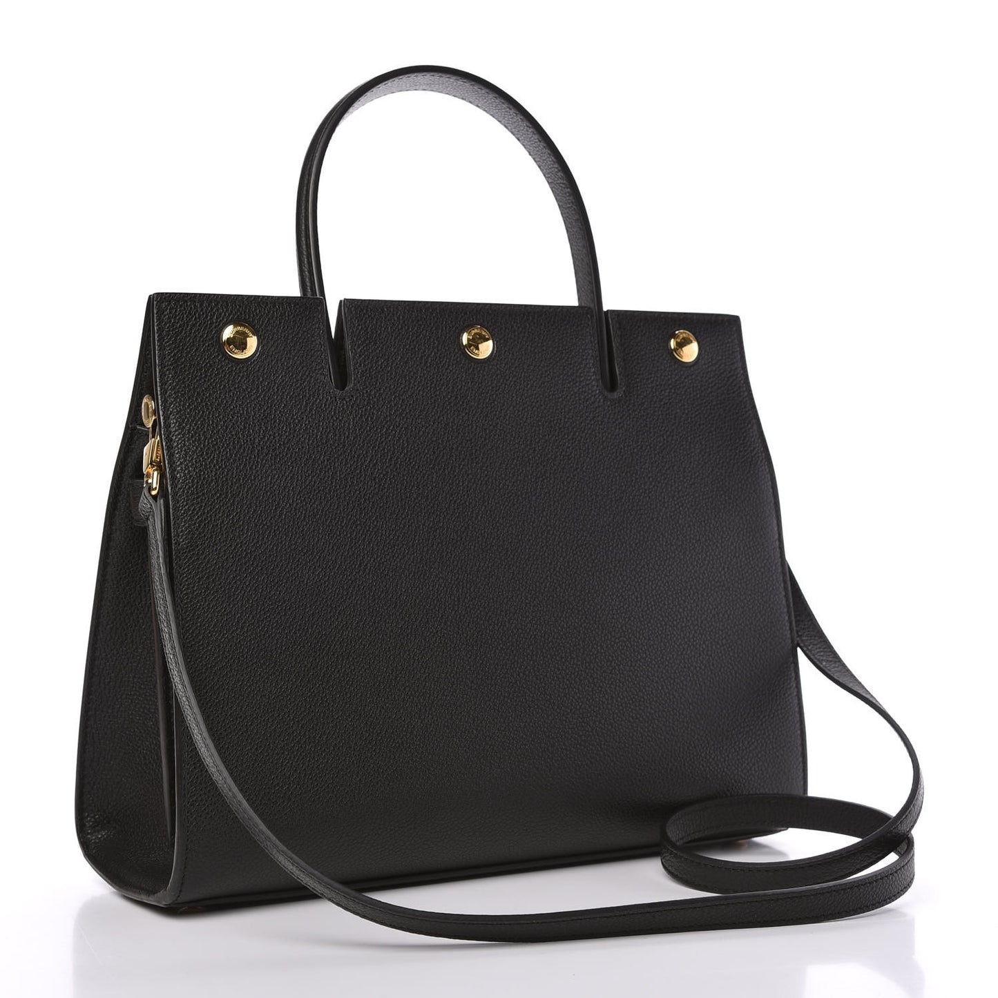 Grainy Calfskin Small Title Bag Black