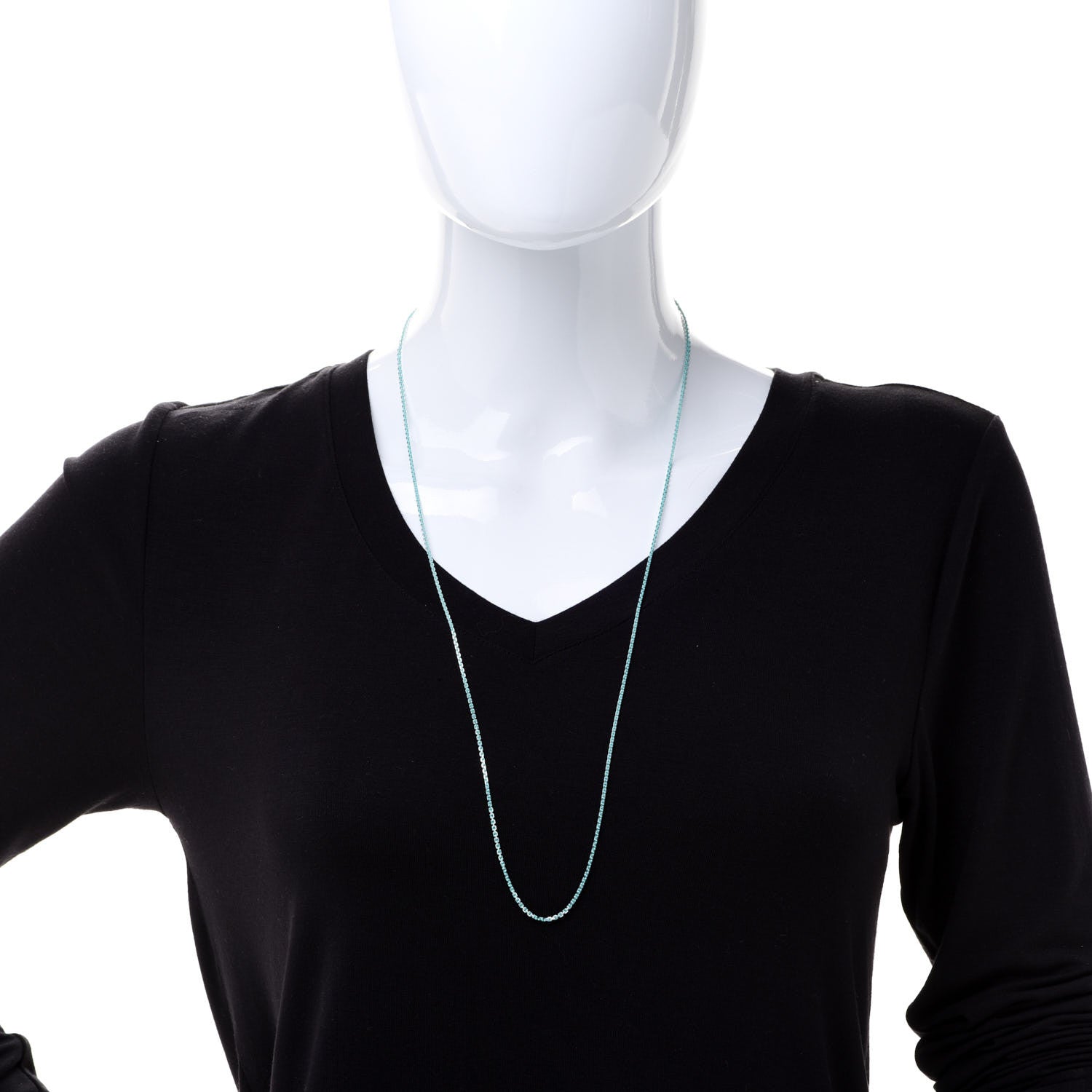 Tiffany Sterling Silver Enamel 1.75mm Chain Necklace Blue 30" 2 of 5