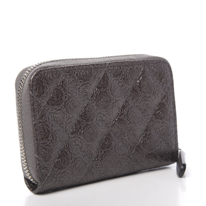 Chanel Metallic Calfskin Camellia Embossed Zip Coin Purse Grey 3 of 8