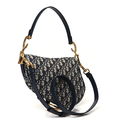 Christian Dior Oblique Saddle Bag With Strap Blue 3 of 11