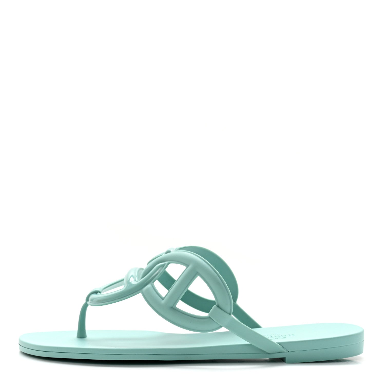 Hermes Rubber Womens Egerie Sandals 37 Vert Embrun 1 of 8