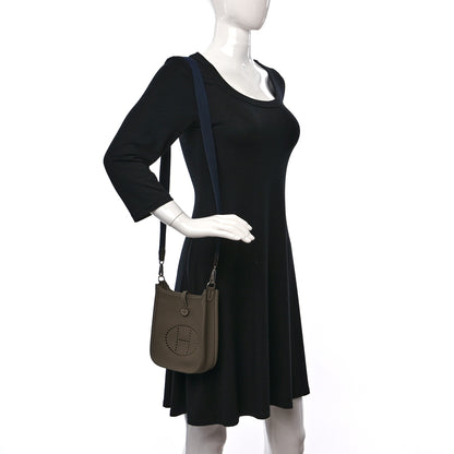 Hermes Taurillon Clemence Amazone Evelyne TPM Etoupe Bleu Indigo 2 of 10