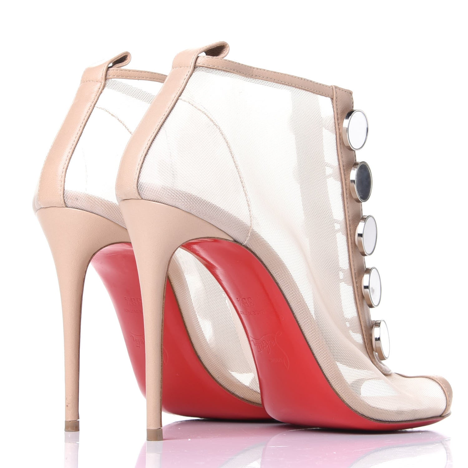 Christian Louboutin Mesh Nappa Marikate 100 Ankle Boots 38.5 Nude 4 of 10