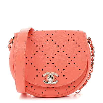 Chanel Caviar Perforated Messenger Bag Coral 1 of 11
