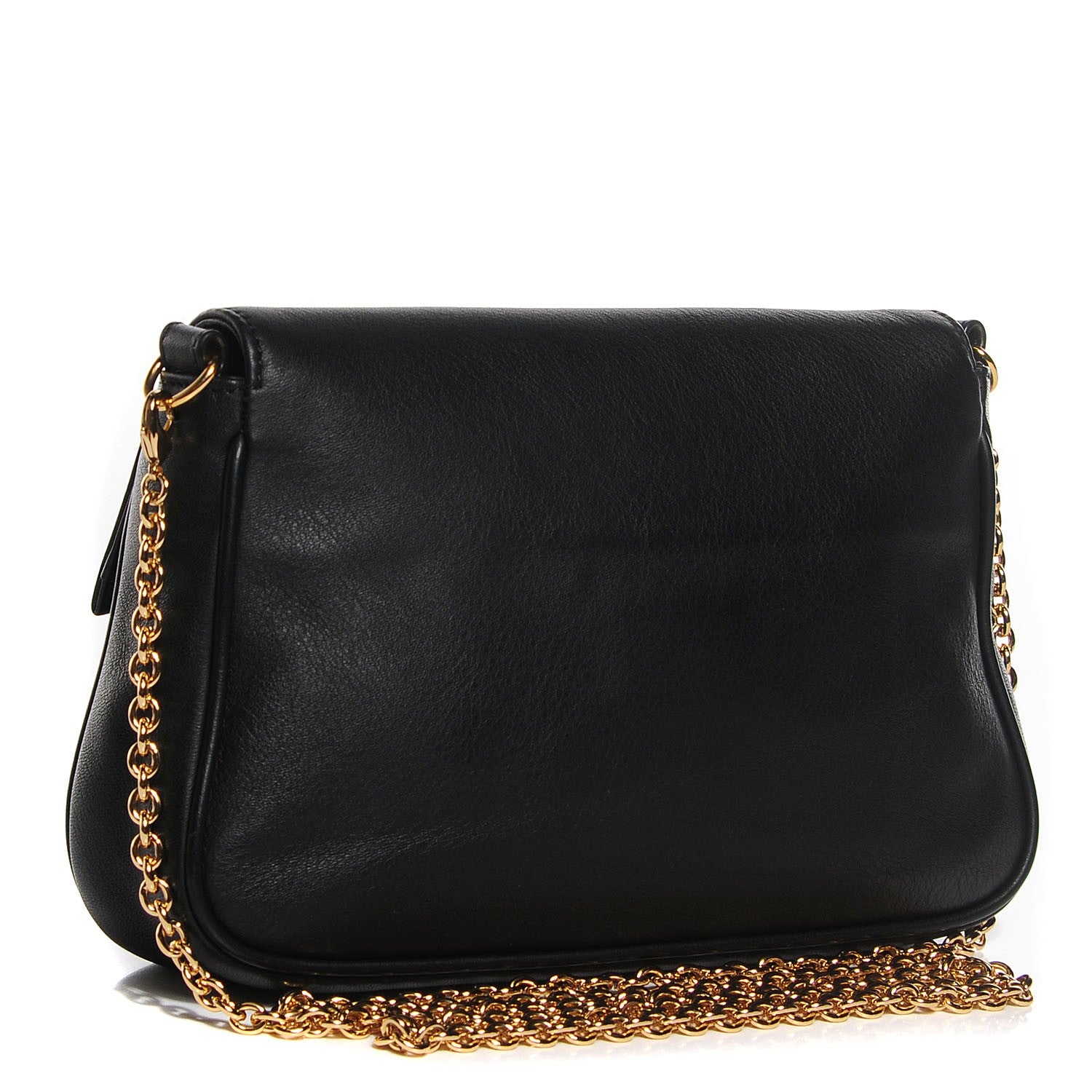 Fendi Vitello Flamingo Enamel Fendista Pouchette Crossbody Black 3 of 9