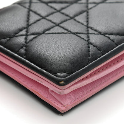 Christian Dior Lambskin Cannage Bi-Color Small Lady Dior Flap Card Holder Black Pink 15 of 19