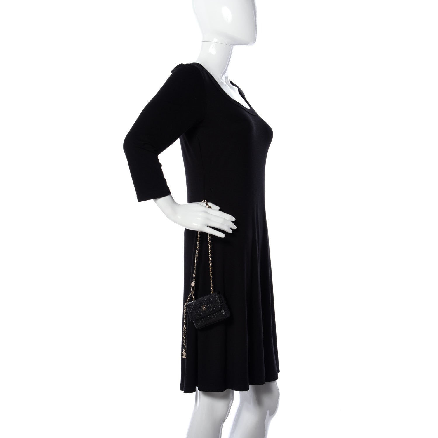 Chanel Lambskin Camellia Embossed Chain Belt Bag Black 2 of 10
