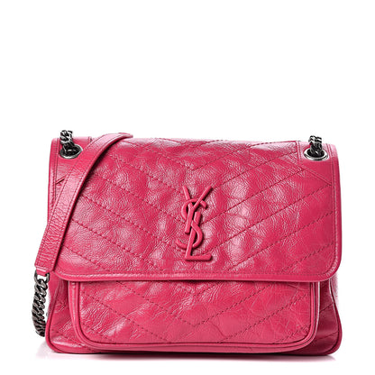 Saint Laurent Crinkled Calfskin Matelasse Monogram Medium Niki Chain Satchel Freesia 1 of 11