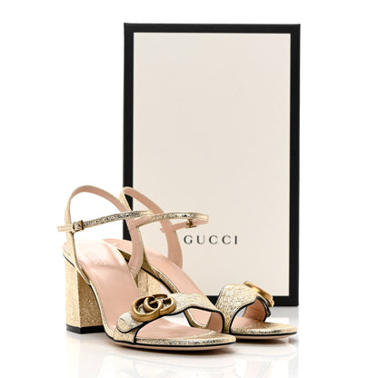 Gucci Galassia GG Marmont Ankle Wrap 75mm Sandals 37 Platino 10 of 10