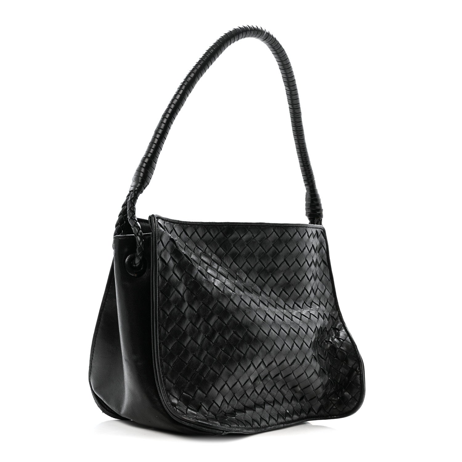 Bottega Veneta Nappa Intrecciato Small Hobo Shoulder Bag Black 2 of 13