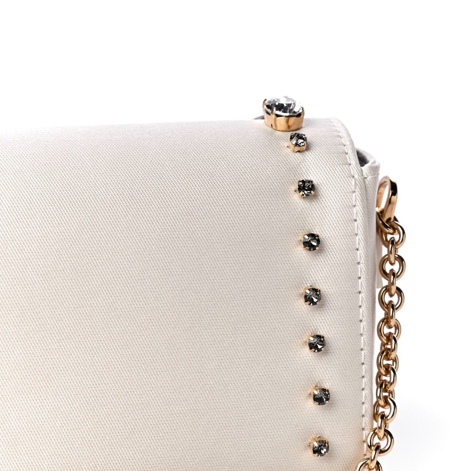 Dolce & Gabbana Canvas Crystal Embellished Childrens Bow Chain Clutch White 7 of 12