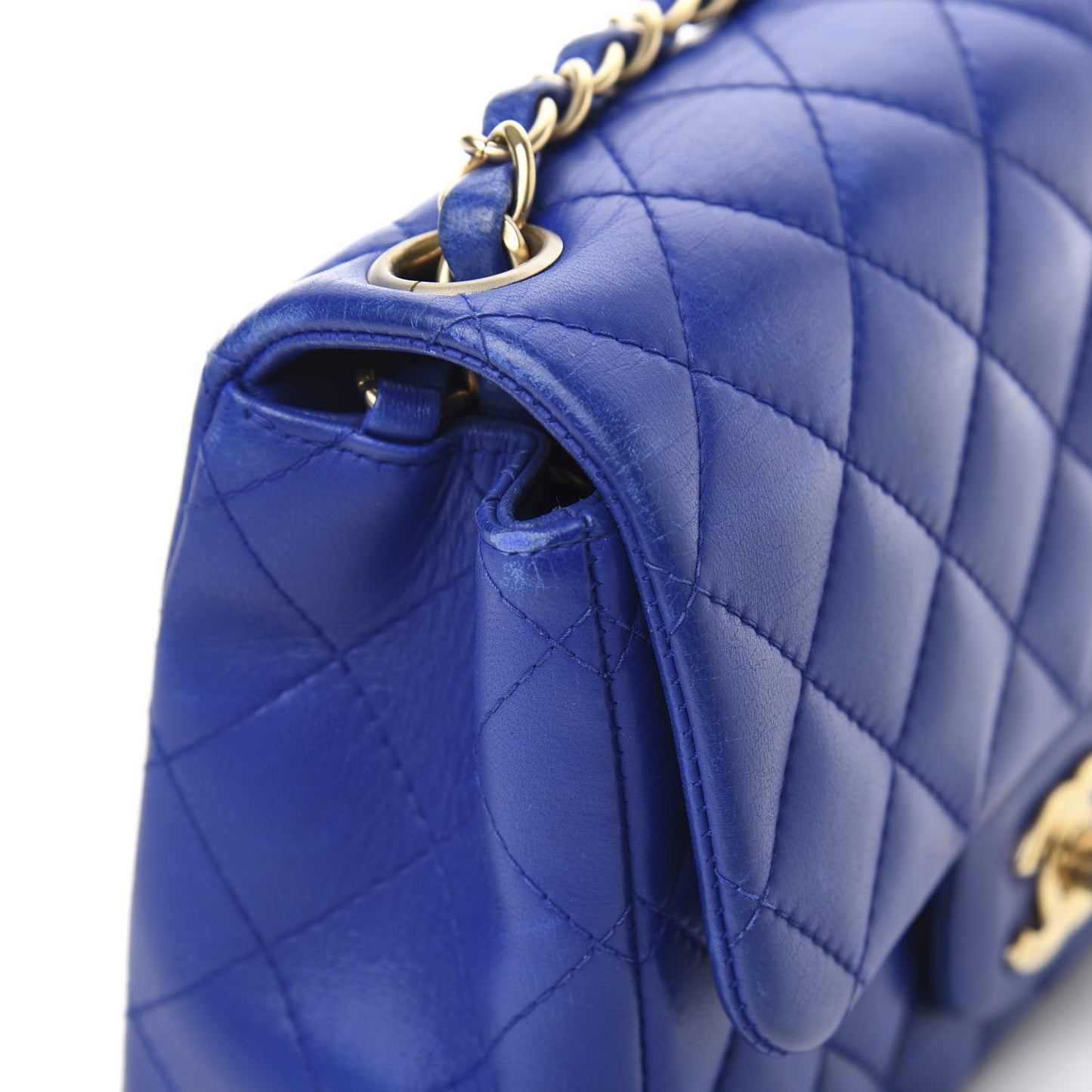 Lambskin Quilted Mini Square Flap Blue