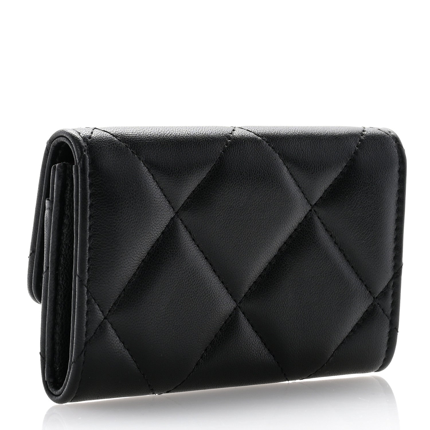 Chanel Lambskin Quilted Chanel 19 Flap Card Holder Black 3 of 10