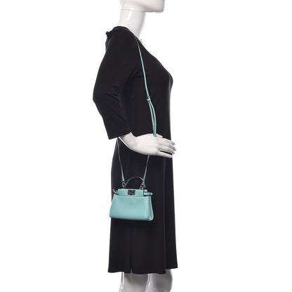 Fendi Shiny Nappa Micro Peekaboo Iconic Satchel Turchese Egiz 2 of 11