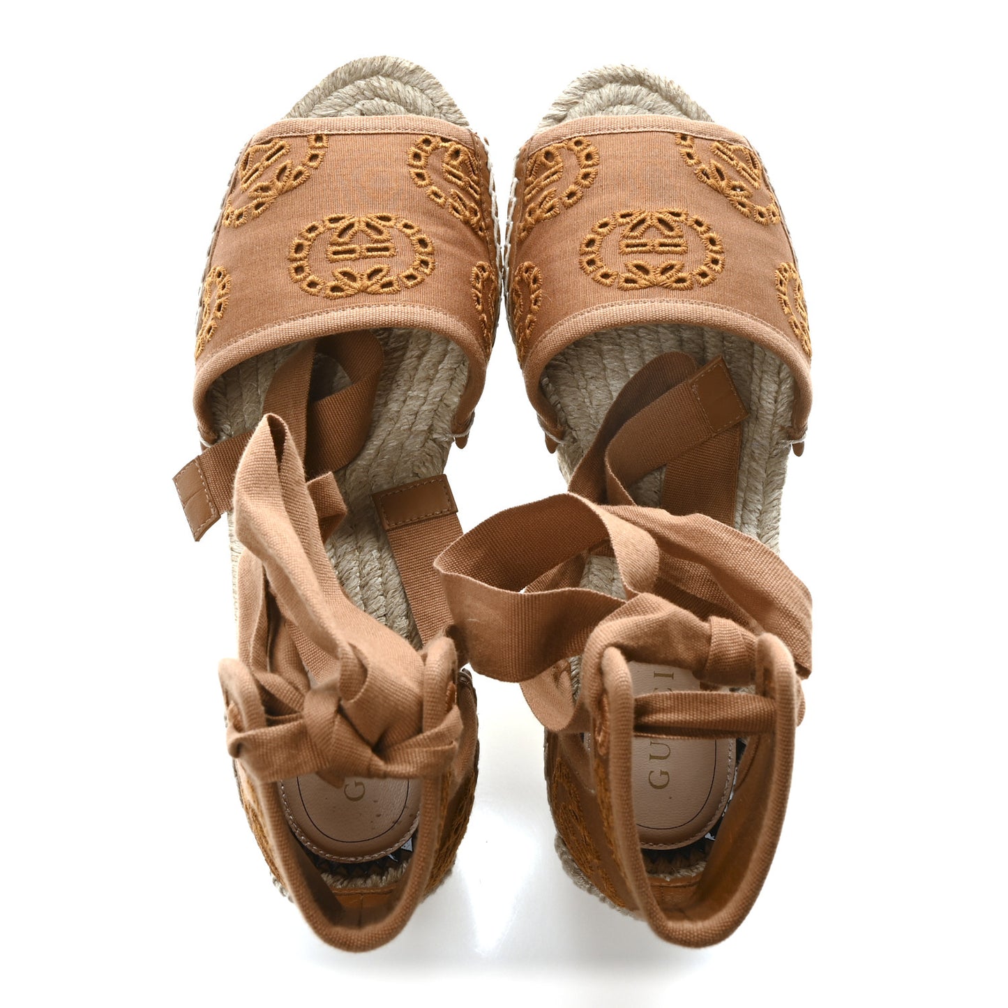 Canvas Interlocking G Espadrille Sandals 36 Blondie Cognac